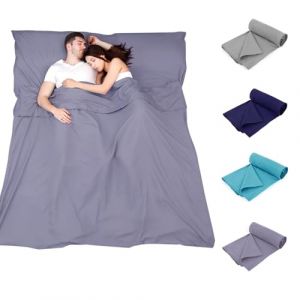 Plliocse Doublure de sac de couchage pour lit double 180 x 210 cm, avec poches d'oreiller pour adultes, voyage, h&ocirc;tel, voyage d'affaires, camping (violet, 180 cm x 210 cm) (xiaojuanjidian, neuf)