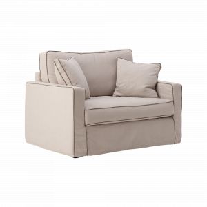 Fauteuil XL coton/lin d&eacute;houssable Margot