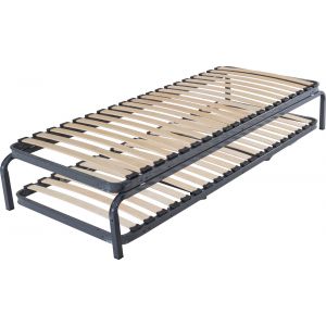 Sommier gigogne m&eacute;tallique &agrave; lattes