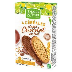 Le Moulin Du Pivert - P'tit Dej 4 céréales nappés chocolat au lait 150g