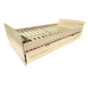 Abc Meubles - Lit gigogne 80x190 ABC pin massif - Bois Clair verni