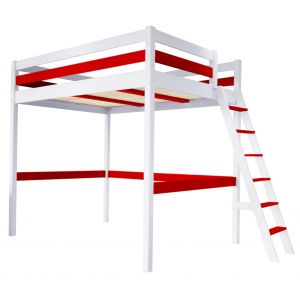Abc Meubles - Lit mezzanine 1 place bois Sylvia 120x200 échelle inclinée - Bla