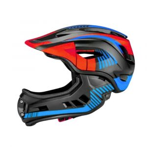 Kiddimoto - Casque vélo intégral noir rouge bleu S