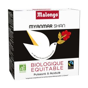 Malongo - Café noir bio en dosettes - Myanmar Shan - Bio - 0.104 Kg