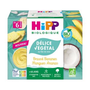 Hipp - Brassé végétal au lait de coco Banane Mangue Ananas bio 4x100
