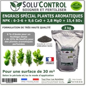 Tout Pour Les Nuisibles - 3 kg - Engrais Spécial Plantes Aromatiques NPK 6-3-6