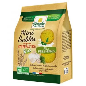 Moulin Des Moines - Mini sablés épeautre, ail et fines herbes bio 125g