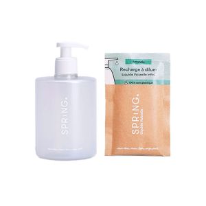 Spring - Flacon liquide vaisselle amande et sa recharge 400ml