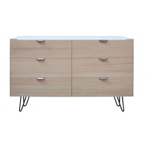 Meubles Pirotais - Commode chêne massif et laqué 6 tiroirs