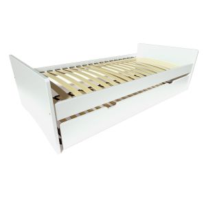 Abc Meubles - Lit gigogne 80x190 ABC pin massif - Blanc