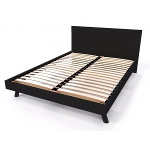 Abc Meubles - Lit scandinave viking 140x200 en bois massif - Noir