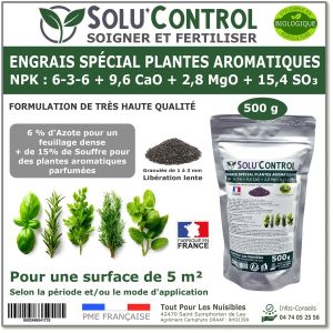 Tout Pour Les Nuisibles - 500 g - Engrais Spécial Plantes Aromatiques NPK 6-3-6