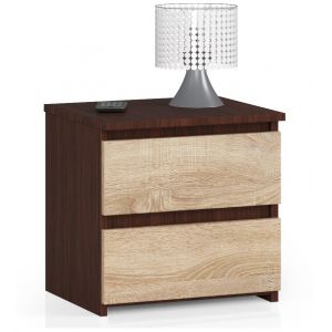 Akord - Buffet 2 Tiroirs Weng&eacute;/Ch&ecirc;ne Sonoma 40X35X40