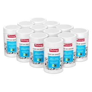 Malongo - Café bio en grains - Déca Aqua - Lot 12 boites - 2.64 Kg