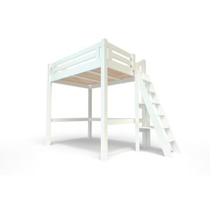 Abc Meubles - Lit Mezzanine adulte 120x200 bois + échelle hauteur réglable Alp