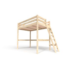 Abc Meubles - Lit mezzanine 1 place bois Sylvia 120x200 échelle inclinée - Boi