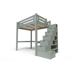 Abc Meubles - Lit Mezzanine adulte bois 120x200 Alpage hauteur réglable + esca