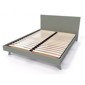 Abc Meubles - Lit scandinave viking 140x200 en bois massif - Gris