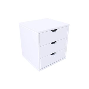 Abc Meubles - Caisson à tiroirs 3 en bois massif - blanc