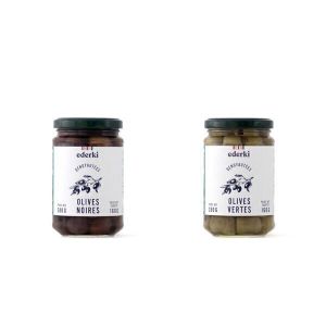 Ederki - Pack olives vertes et noires dénoyautées bio - lot de 2