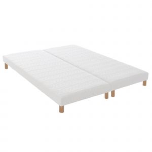 Id Literie - Sommier tapissier à lattes blanc 2x80 x 200