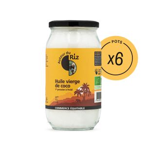 Autour Du Riz - Huile de coco vierge extraite à froid - Colis de 6 x 1 L