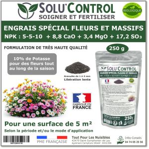 Tout Pour Les Nuisibles - 250 g - Engrais Spécial Fleurs et Massifs NPK 5-5-10