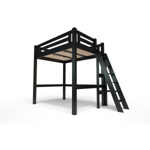 Abc Meubles - Lit Mezzanine adulte 120x200 bois + échelle hauteur réglable Alp