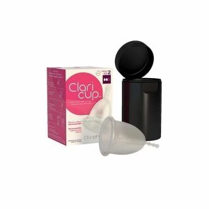 Claripharm - Coupe menstruelle T2 Claricup Colorless et Box de Désinfection