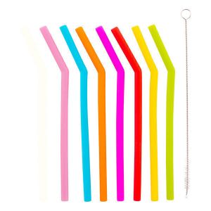 Dotz - Set de 8 pailles courbées en silicone multicolore 16.5cm