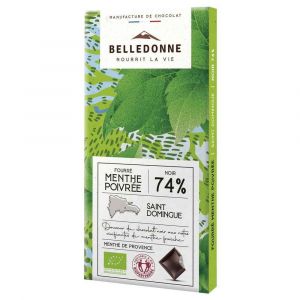 Belledonne - Tablette de chocolat noir 74% fourrée à la menthe 80g