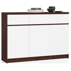Akord - Commode K140 3 Portes 3 Tiroirs Clp Wengé / Blanc