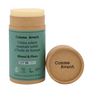 Comme Avant - Cr&egrave;me solaire solide SPF50 mono&iuml; musc bio origine France 80g