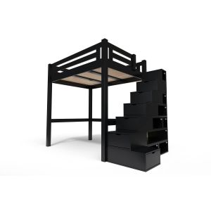 Abc Meubles - Lit Mezzanine adulte bois 120x200 Alpage hauteur réglable + esca