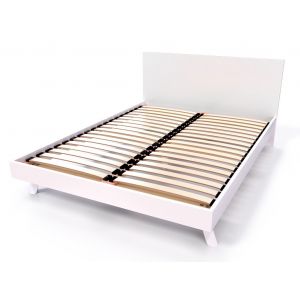 Abc Meubles - Lit scandinave viking 140x200 en bois massif - Blanc