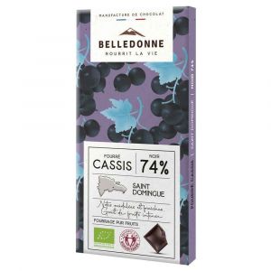 Belledonne - Tablette de chocolat noir 74% fourrée au cassis 80g