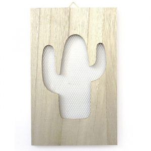 Graine Créative - Tableau en bois déco grillage cactus - 15 x 24 cm