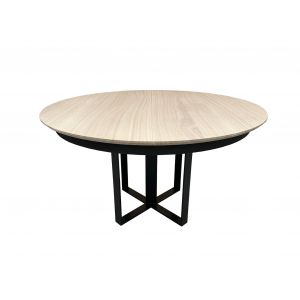 Meubles Pirotais - Table ronde bois massif et métal avec allonge