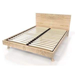 Abc Meubles - Lit scandinave viking 140x190 en bois massif - Bois Clair verni