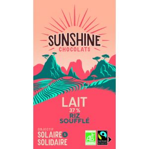 Sunshine Chocolats - Tablette de Chocolat - Lait riz soufflé Bio 100g