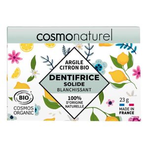 Cosmo Naturel - Dentifrice solide blanchissant Argile Citron bio 23g