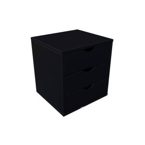 Abc Meubles - Caisson à tiroirs 3 en bois massif - noir