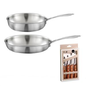 Cuisinox - Gourmet - Lot de 1 poêle 28 cm, 1 sauteuse 24 cm, 1 coffret