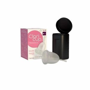 Claripharm - Coupe menstruelle T1 Claricup Colorless et Box de Désinfection