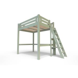 Abc Meubles - Lit Mezzanine adulte 120x200 bois + échelle hauteur réglable Alp