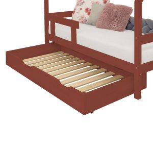 Benlemi - Tiroir de lit 120 x 190 avec sommier BUDDY - rouge brique