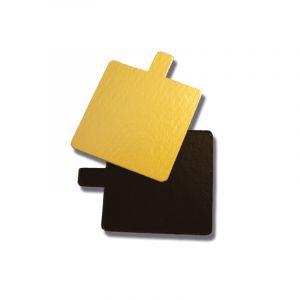 Ecolomique - Carré avec languette carton double face or/noir 8x8cm - 200u