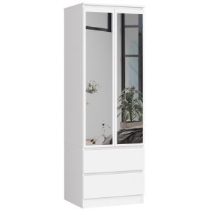 Akord - Armoire Star 2 Portes 2 Tiroirs Avec Miroir Blanc 60X51X180