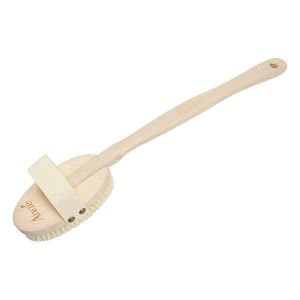 Anaé - Brosse de Massage avec Manche en Bois et Soie Naturelle - 43 cm