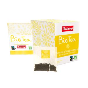 Malongo - Thé noir - Vanille et Caramel bio en sachet - 25 Pièce